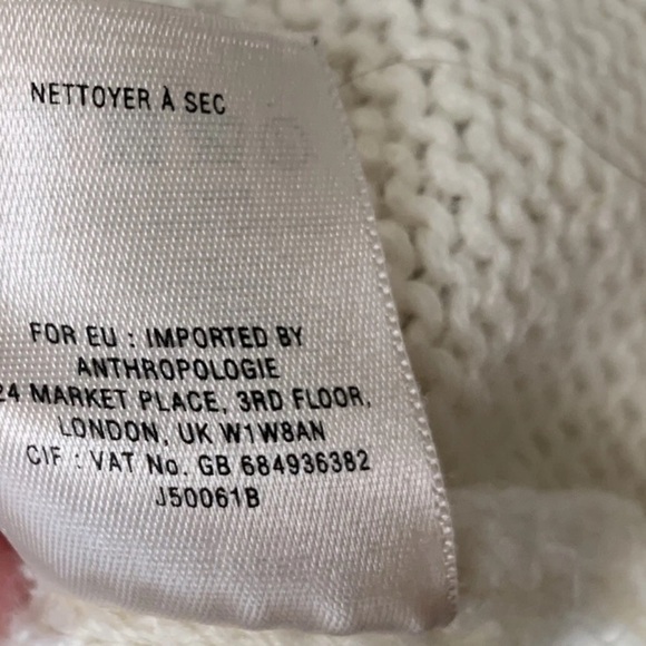 Angel of the North Anthropologie White Ivory Sweater Wool Mohair Blend Small. - Picture 3 of 3